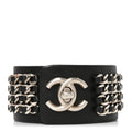 Lambskin CC Chain Turnlock Bracelet L Black