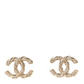 Crystal Twisted CC Earrings Gold