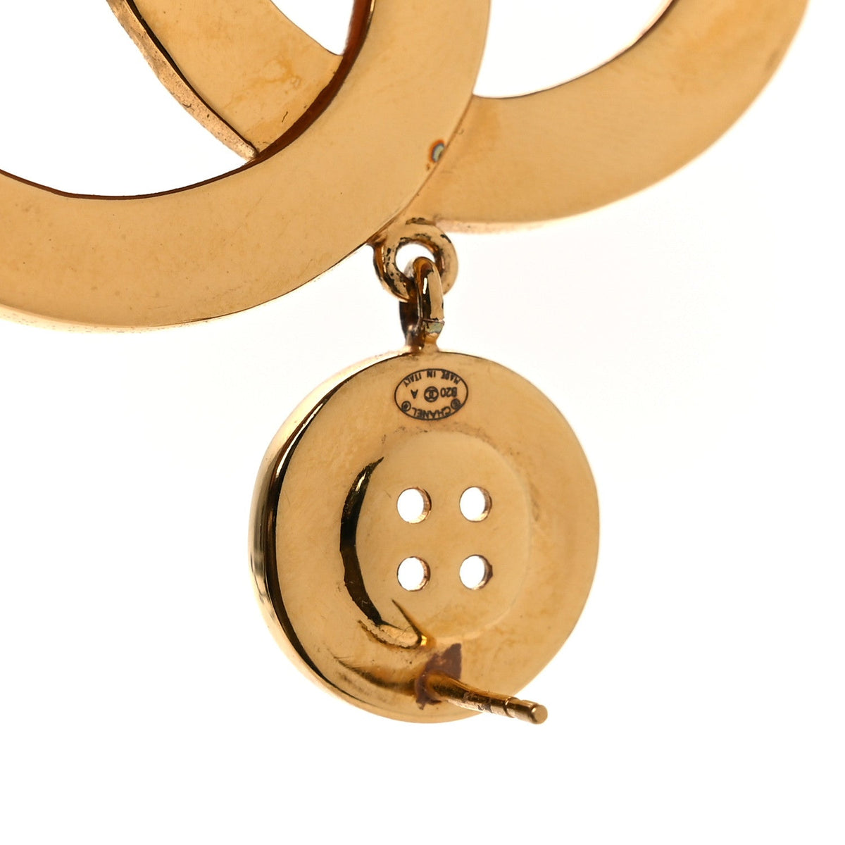 Metal Large Paris Button Earrings Gold
