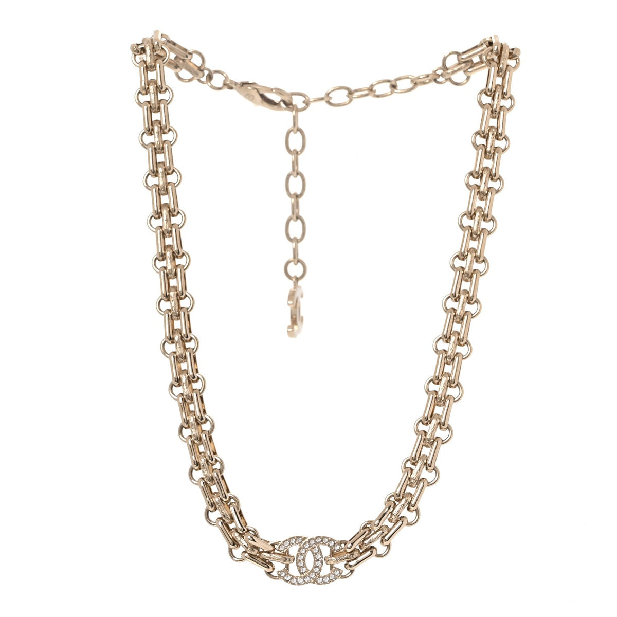 Metal Crystal CC Choker Necklace Gold