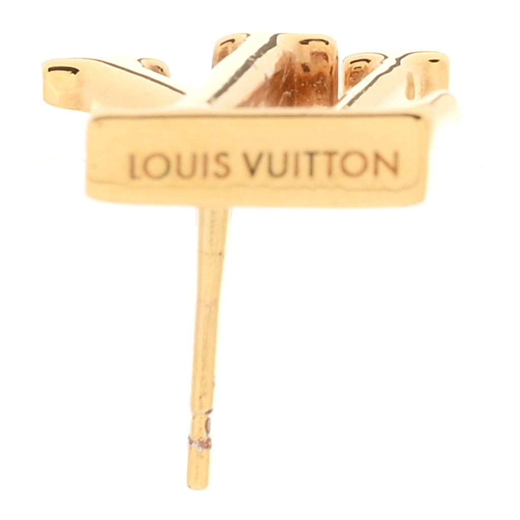 Metal Enamel LV Iconic Earrings Gold