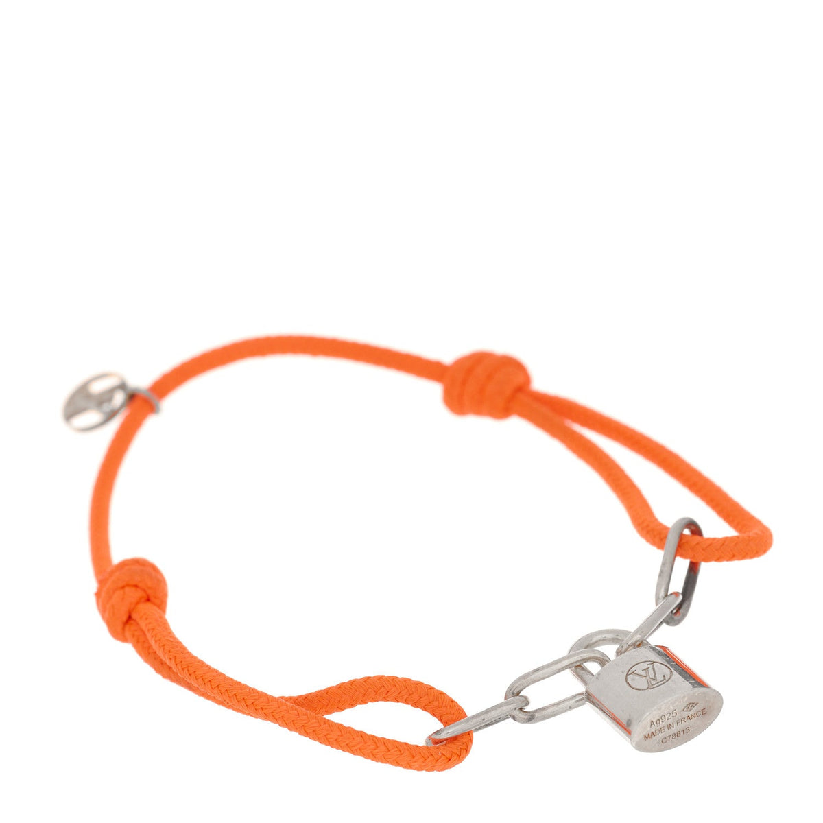 Sterling Silver Virgil Abloh Lockit Adjustable Cord Bracelet Orange