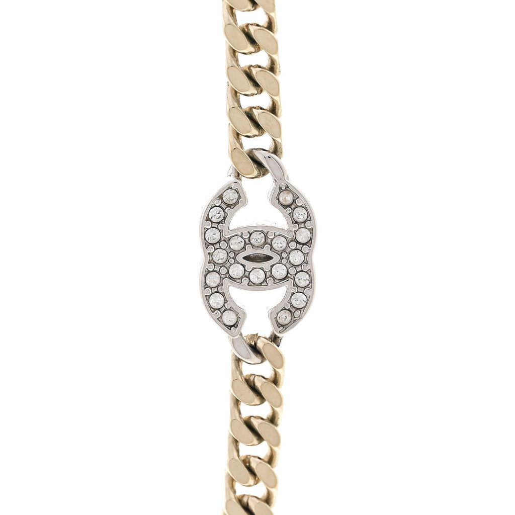 Crystal Chain CC Link Choker Gold Silver