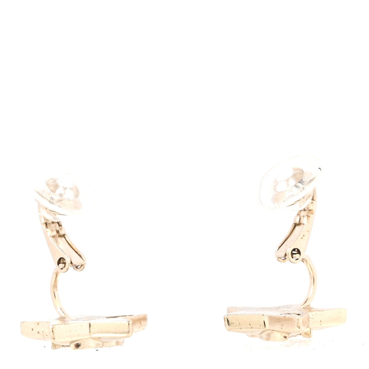 Metal Crystal CC Star Clip On Earrings Gold