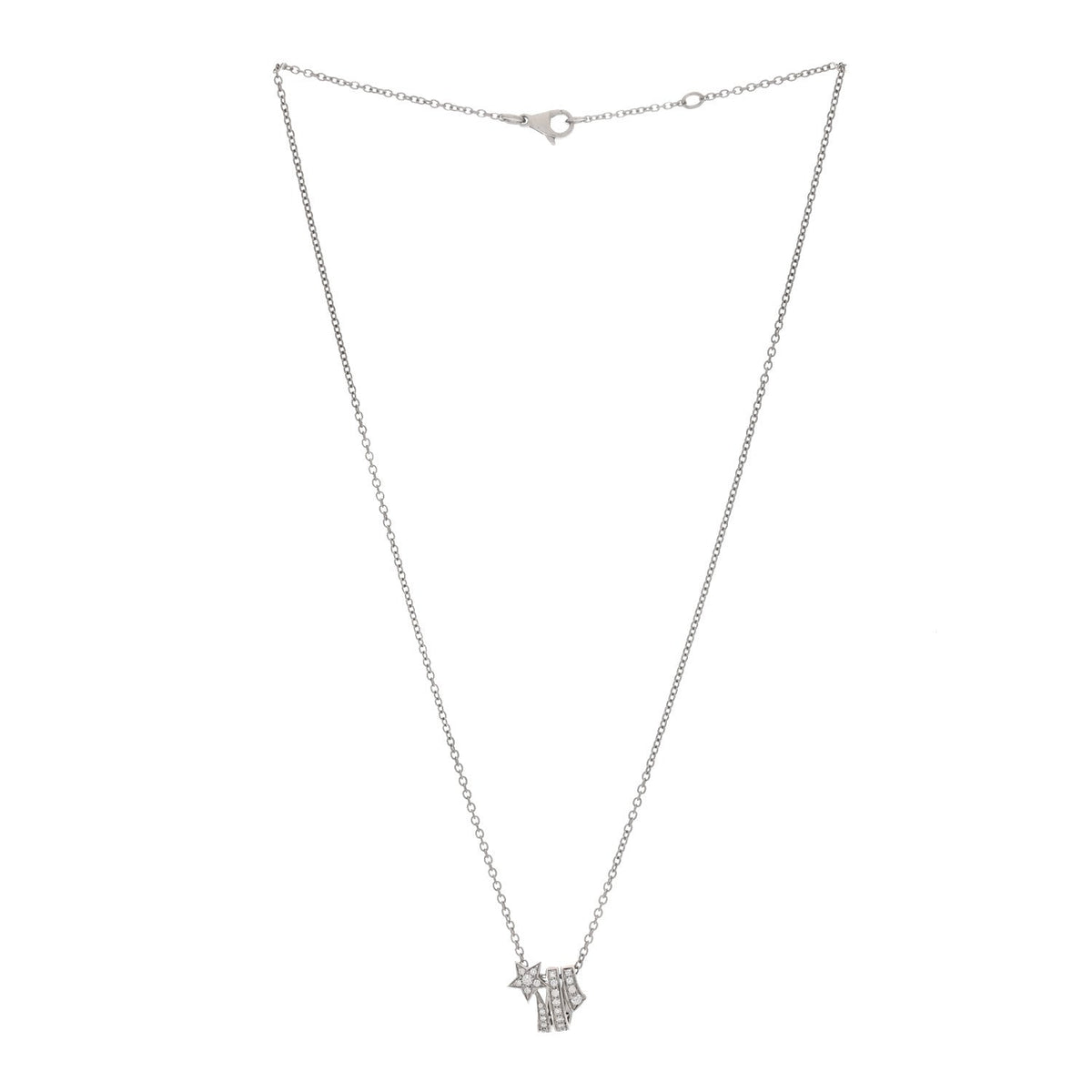 18K White Gold Diamond Comete Geode Pendant Necklace