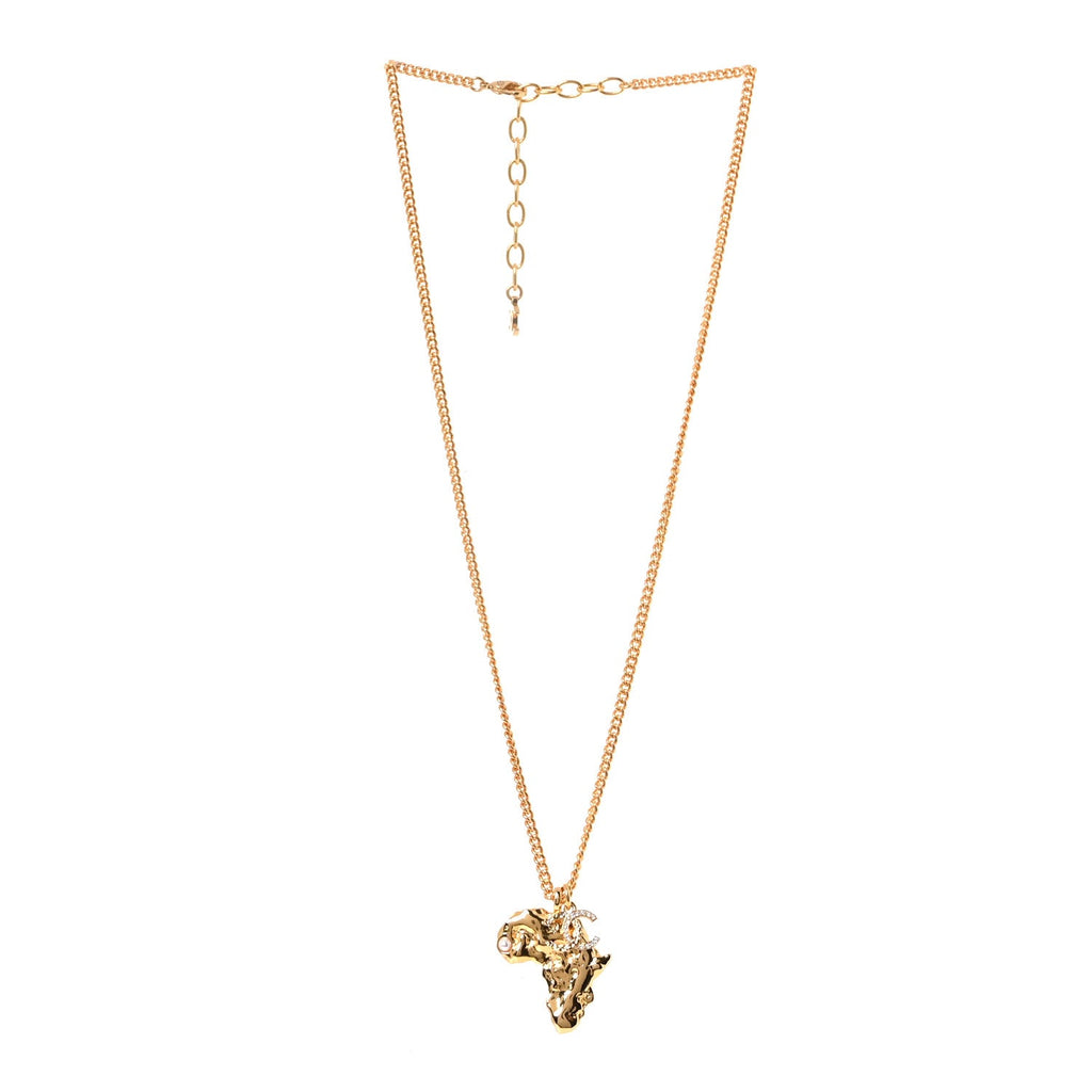 Crystal Pearl CC Africa Pendant Necklace Gold White