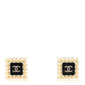 Pearl Resin Square CC Earrings Black Transparent