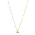 18K Yellow Gold Diamond Small LV Volt One Pendant Necklace