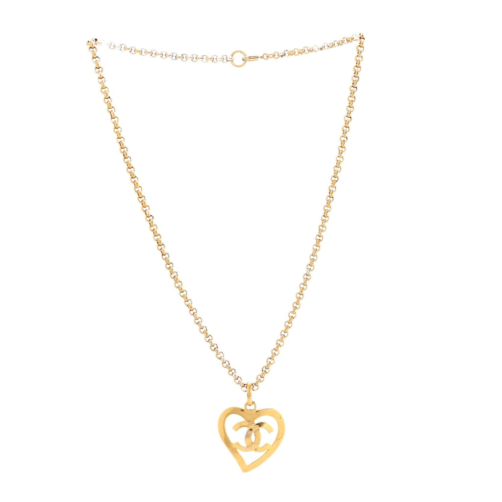 CC Heart Chain Pendant Necklace Gold