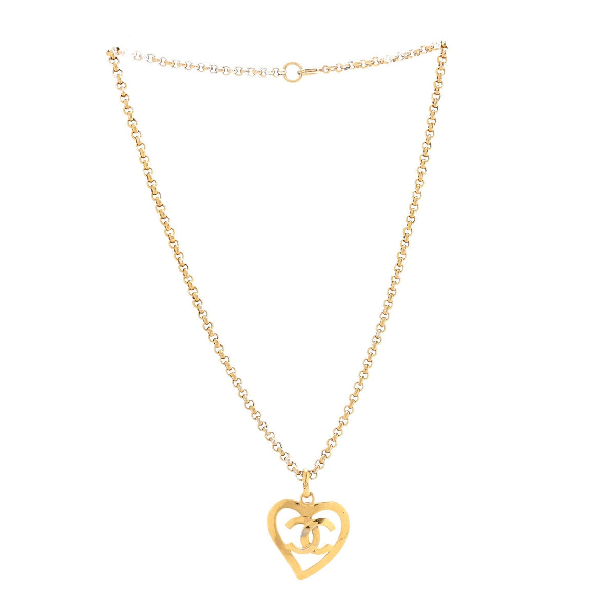 CC Heart Chain Pendant Necklace Gold