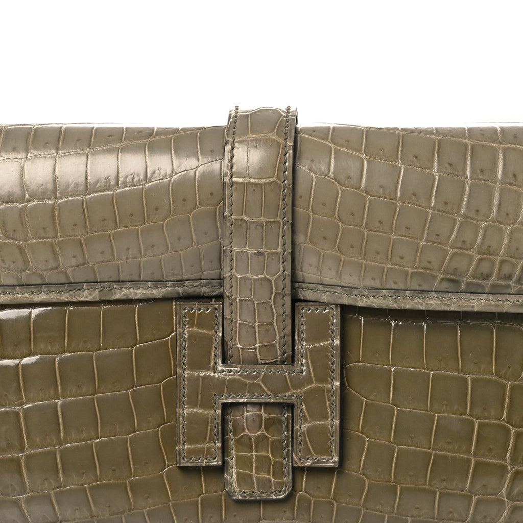 Shiny Niloticus Crocodile Jige Elan 29 Clutch Gris Tourterelle