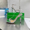 Bottega Veneta 'Knot' Heeled Sandals Silver Metalic Leather