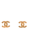 Metal CC Paris Button Stud Earrings Gold