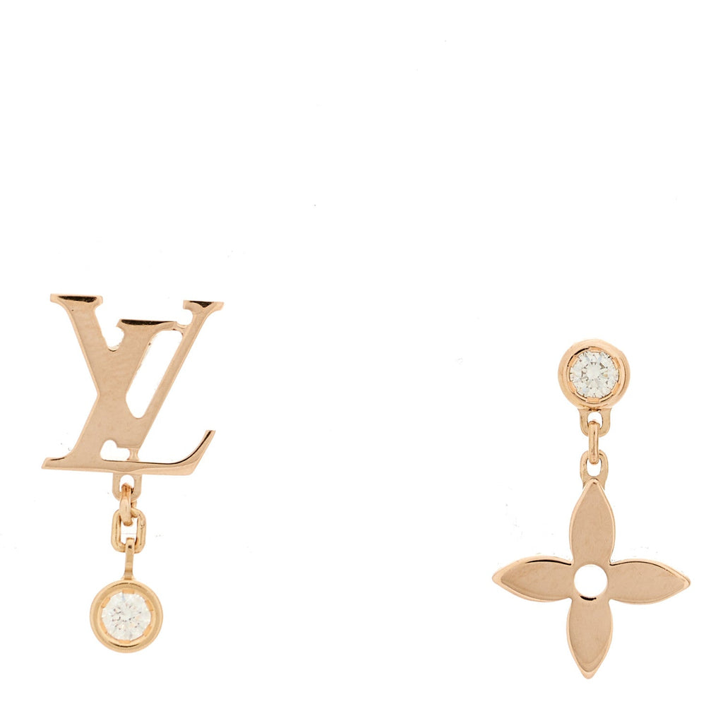18K Yellow Gold Diamond Idylle Blossom LV Stud Earrings