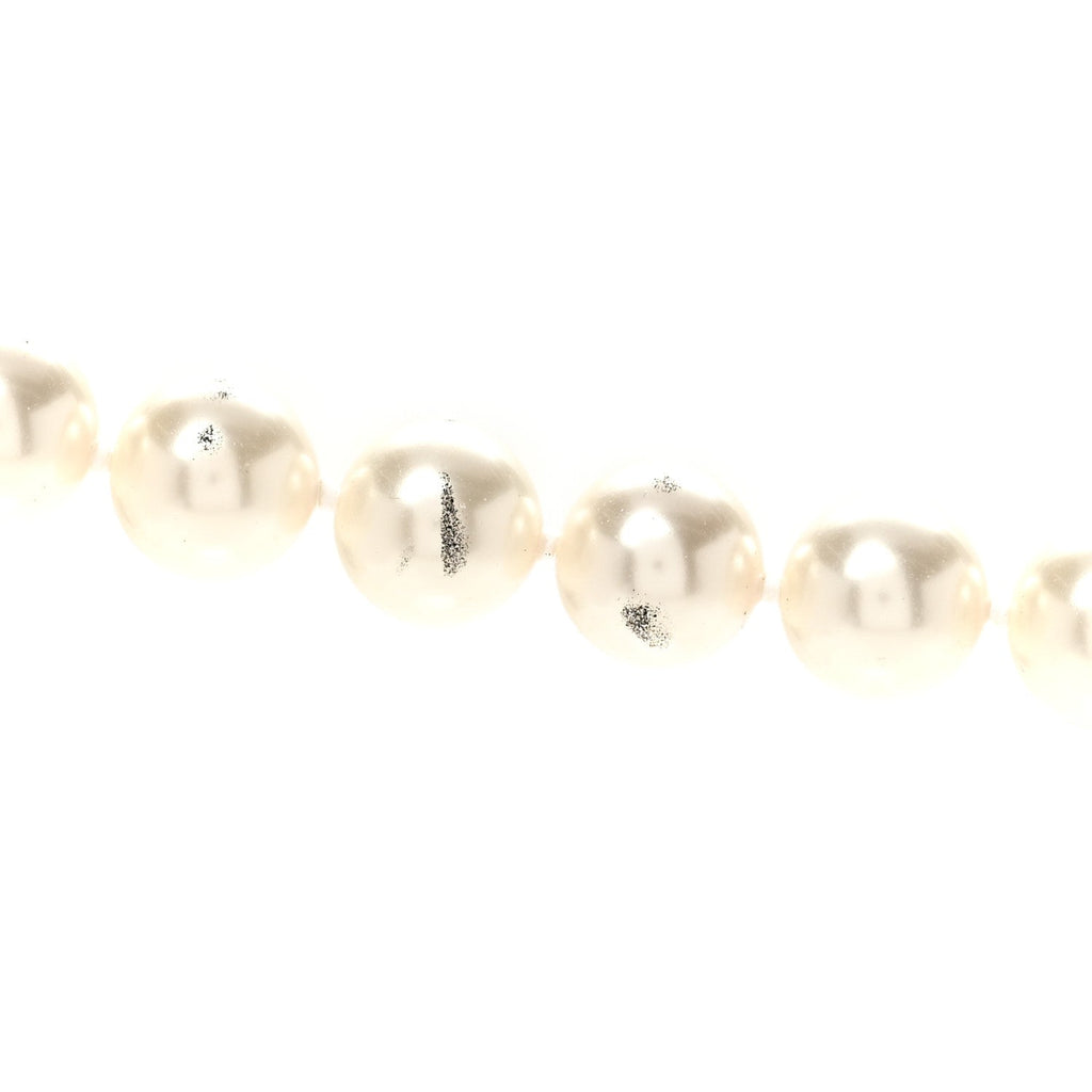 Crystal Pearl CC Long Necklace Gold