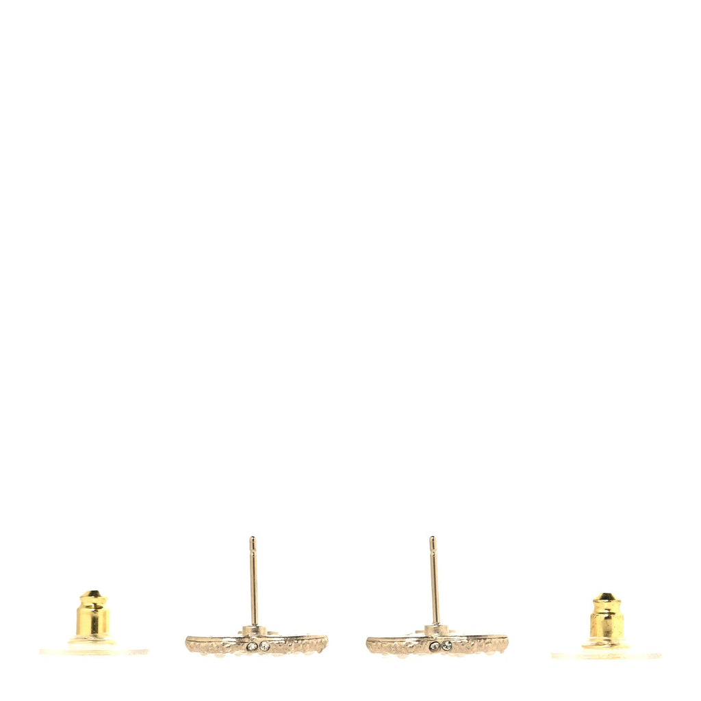 Metal Graduated Pearl Crystal CC Earrings Light Gold