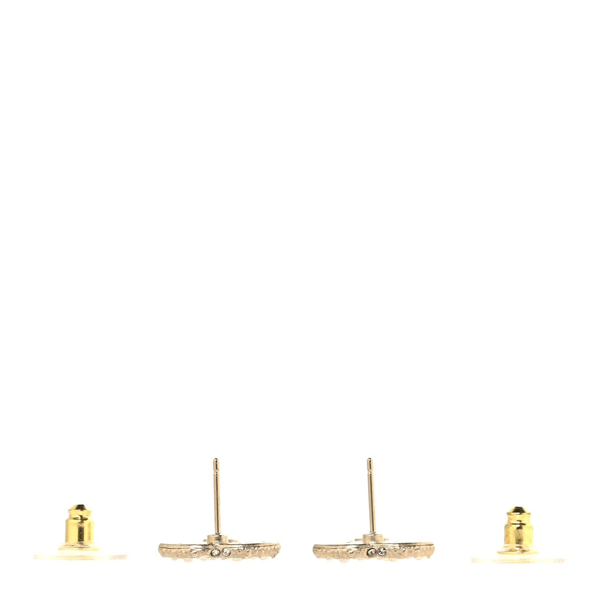Metal Graduated Pearl Crystal CC Earrings Light Gold