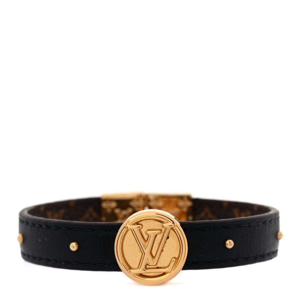 Monogram LV Circle Reversible Bracelet 17 Black