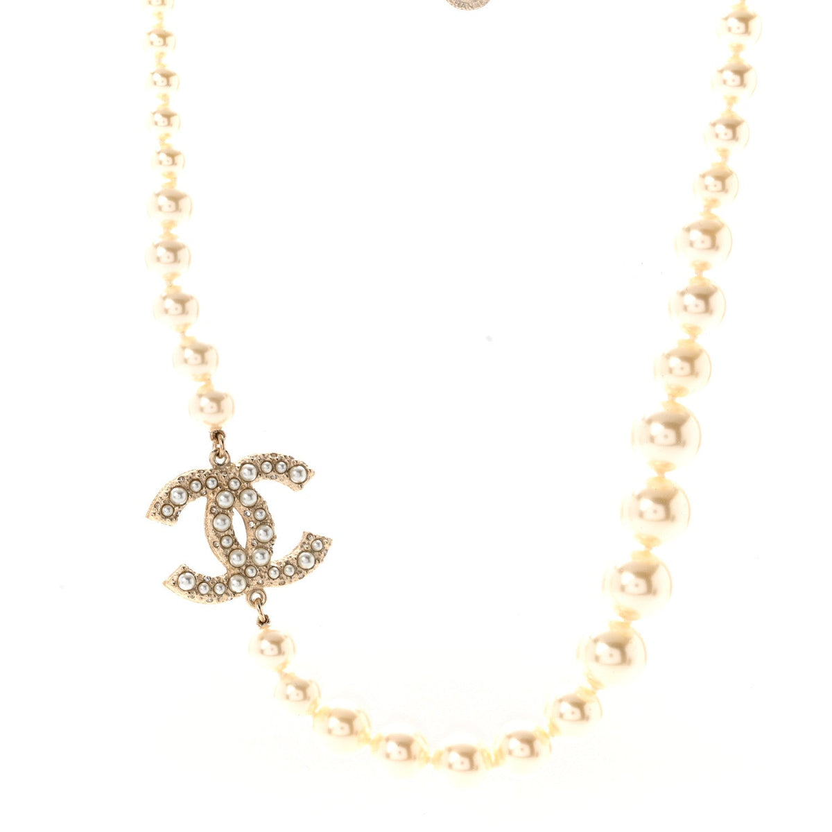 Pearl CC 100th Anniversary Necklace Light Gold