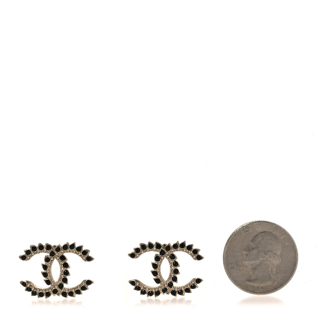 Strass Crystal Dazzling Wheat CC Earrings Black Gold