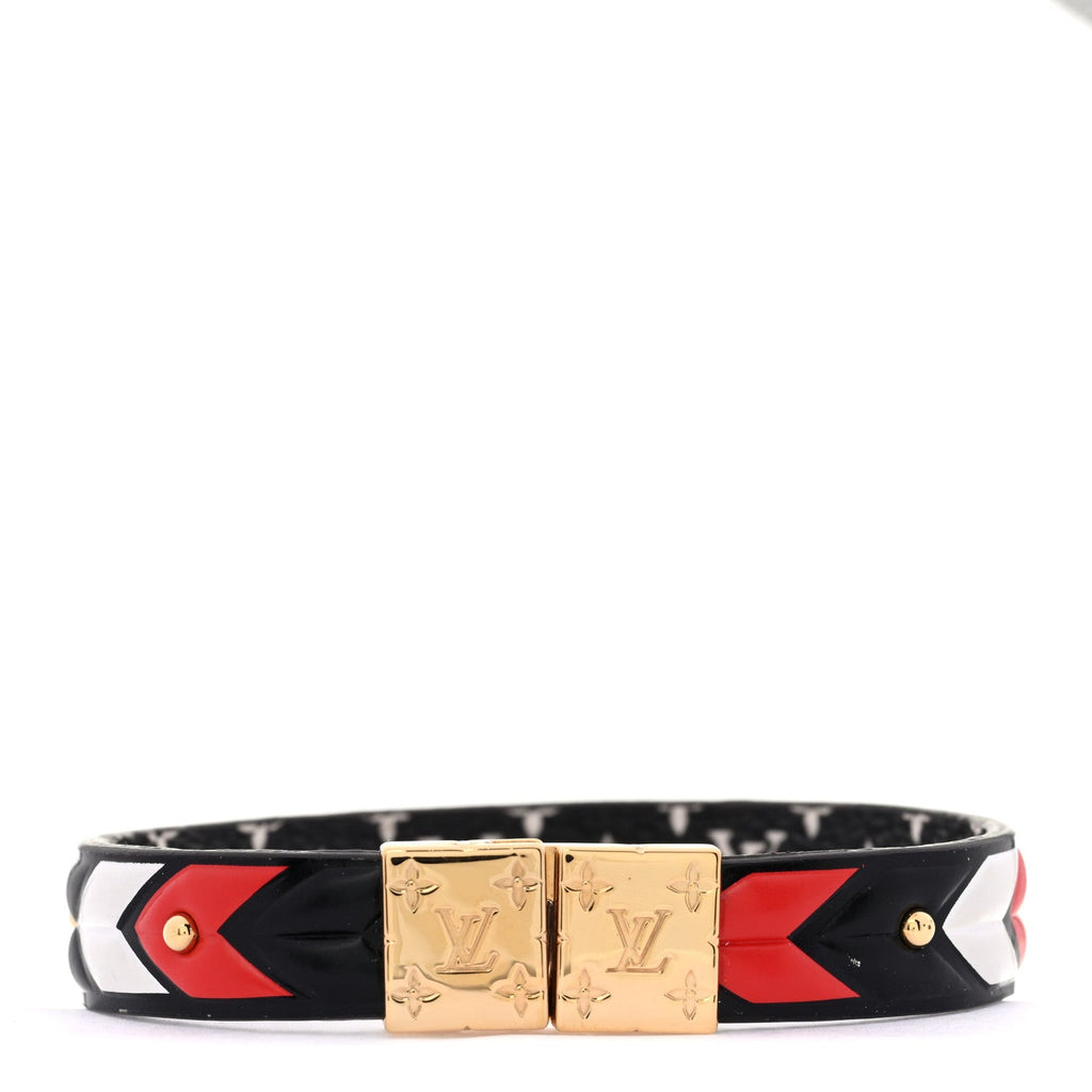 Monogram LV Crafty Reversible Bracelet 17 Black Cream Red
