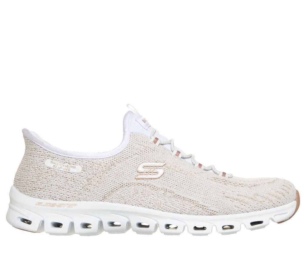 Skechers Slip-ins: Glide-Step - Copper Bloom, WHITE / ROSE GOLD