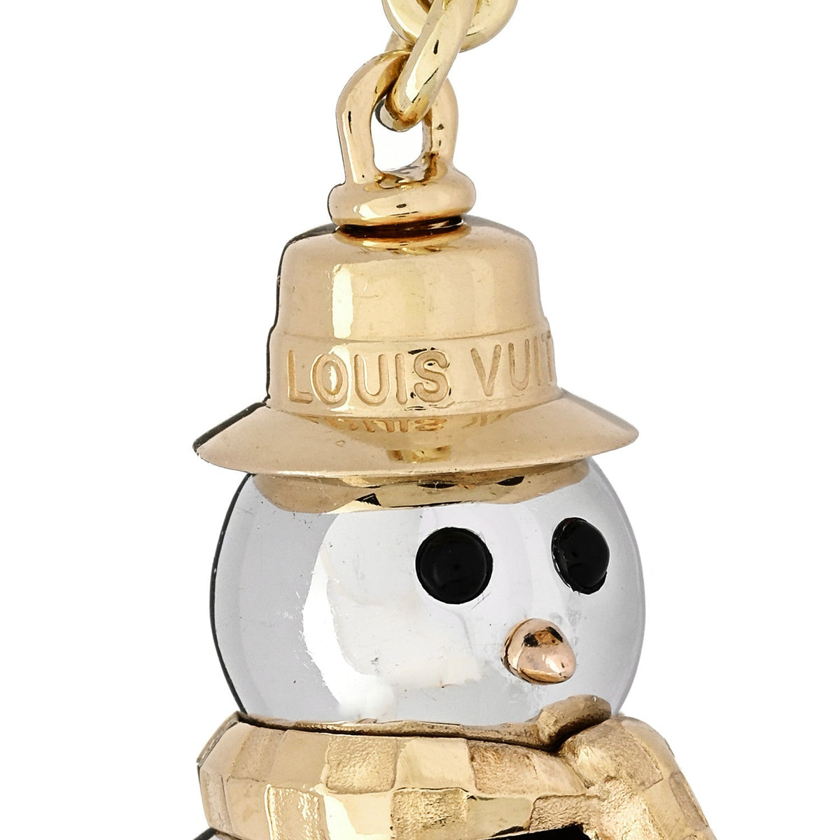 18K Yellow Pink White Gold Black Onyx Snowman Charm Pendant