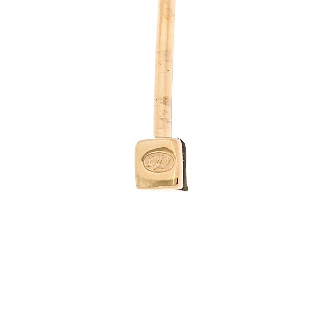 18k Yellow Gold Cultured Pearl Monogram Hoop Earrings