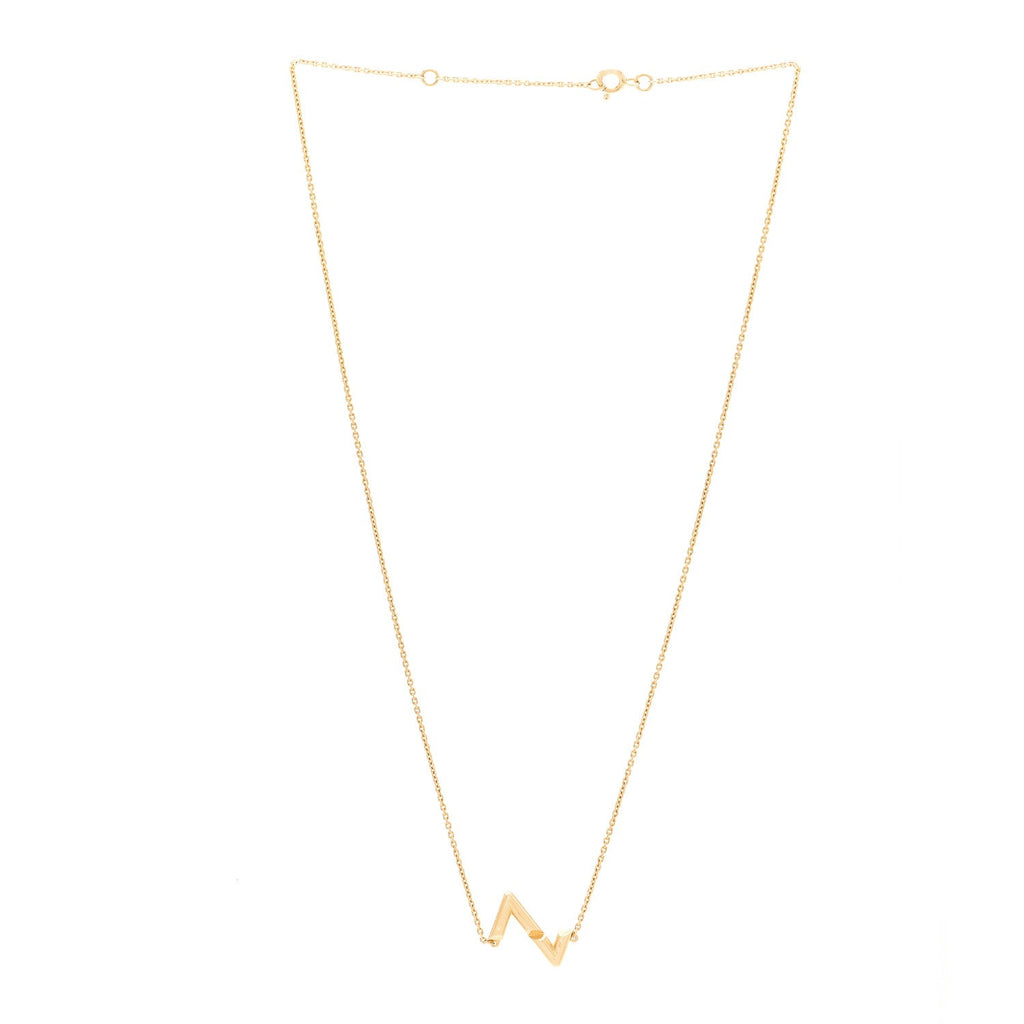 18K Yellow Gold LV Volt Upside Down Pendant Necklace
