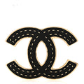 Metal Enamel CC Brooch Gold Black