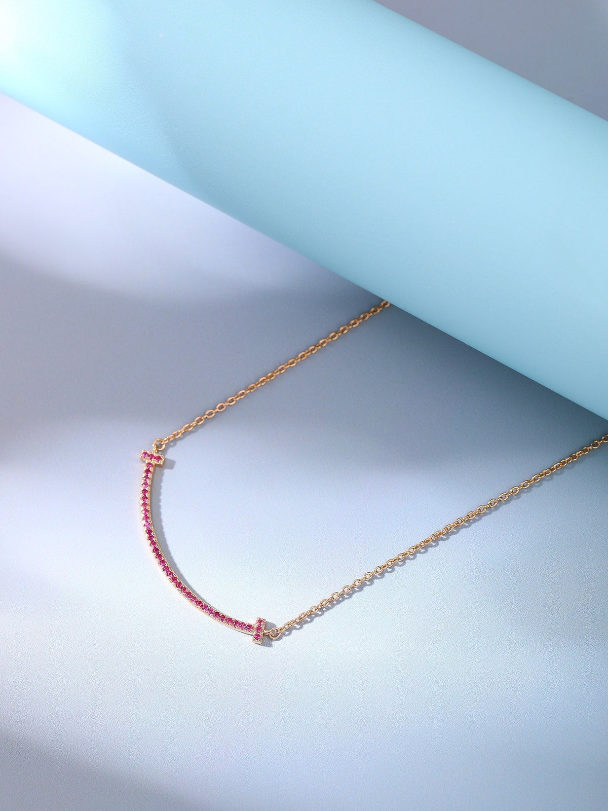 BIG SMILE PEDANT PINK DIAMOND NECKLACE