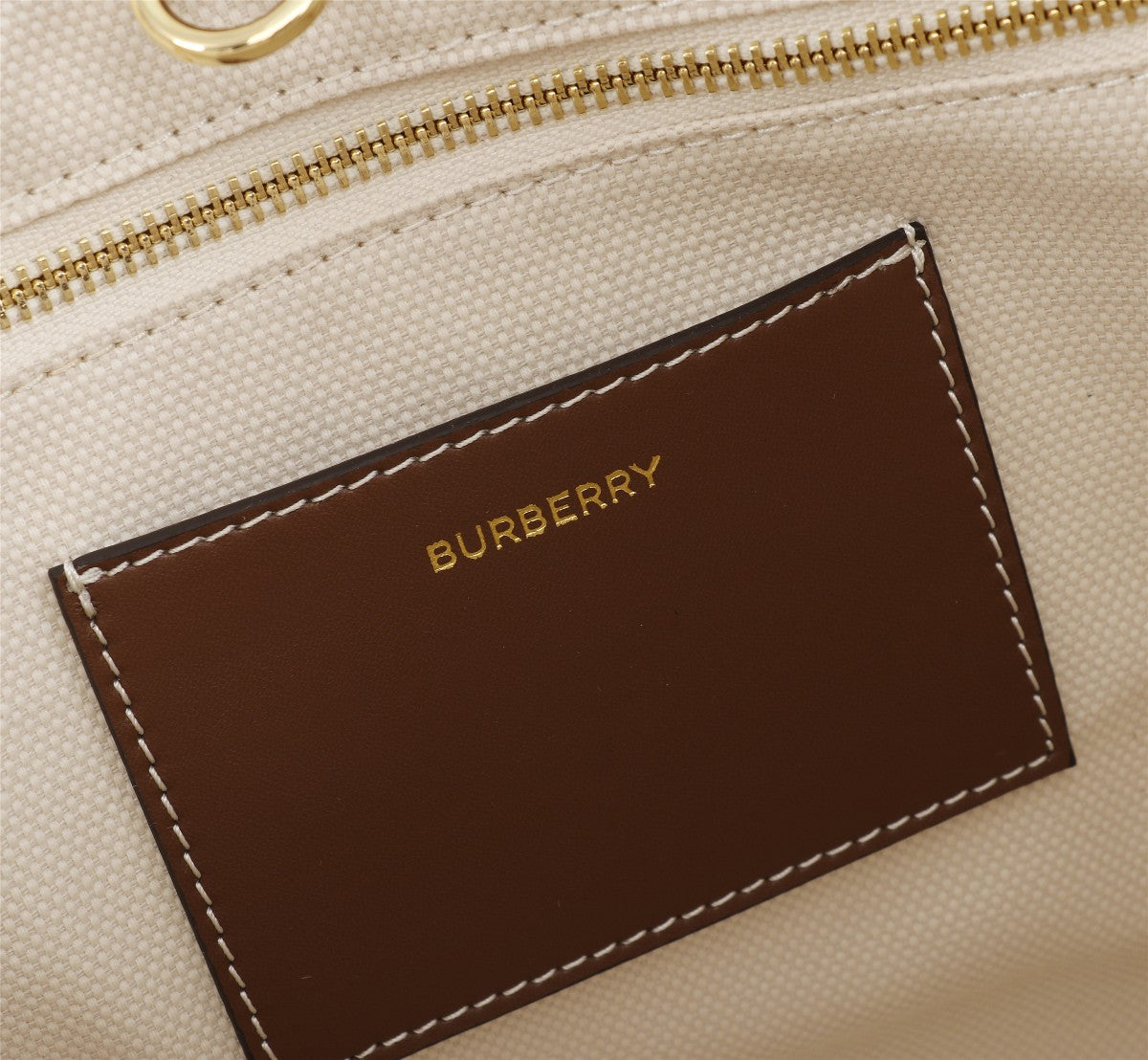 Burberry Freya Tote Bag 33cm Ivory Brown in Cowhide