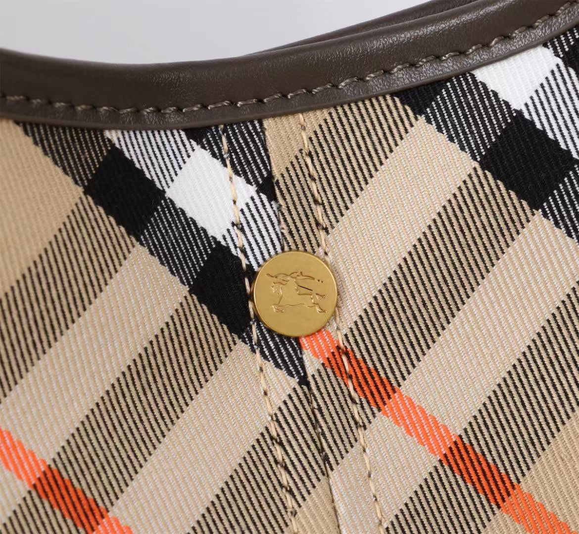 Burberry Large Check Tote Bag 41cm Beige Brown in Calfskin