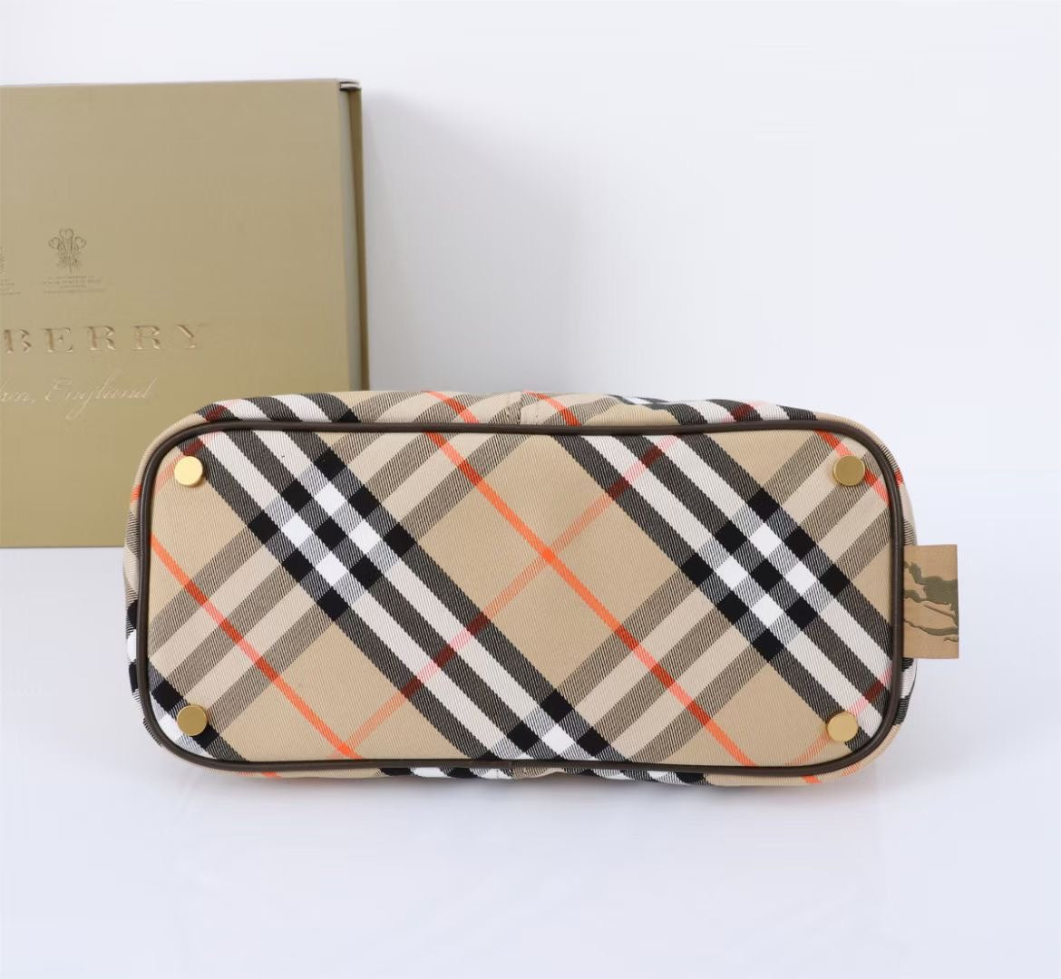 Burberry Large Check Tote Bag 41cm Beige Brown in Calfskin