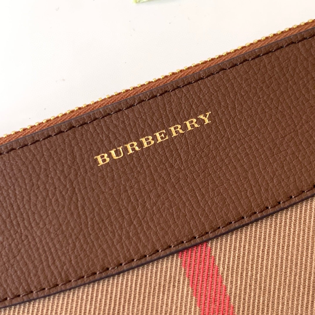 Burberry House Check Derby Peyton Crossbody 26 Beige Brown in Cotton Fabric
