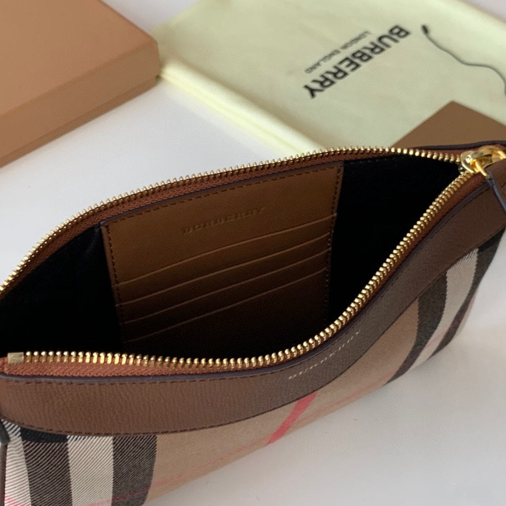 Burberry House Check Derby Peyton Crossbody 26 Beige Brown in Cotton Fabric