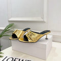 BM Buckle Mules 5cm Gold Crocodile-Embossed Leather 892295