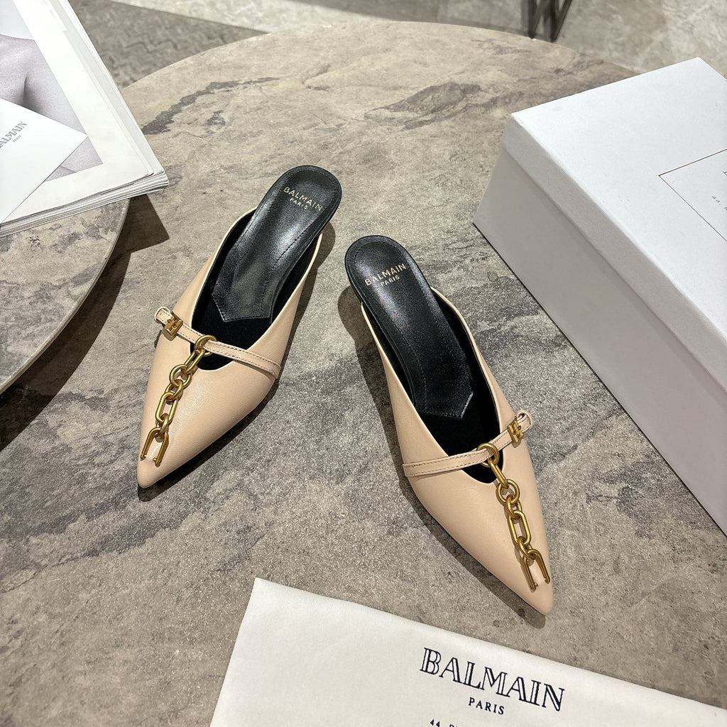 BM 26 Sync Chain Mules Beige Calfskin Leather 888585