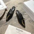 BM 26 Sync Chain Mules Black Calfskin Leather 888581