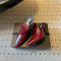 Alaia Croc-Embossed Pointed Toe Mules 10cm Red Cowhide