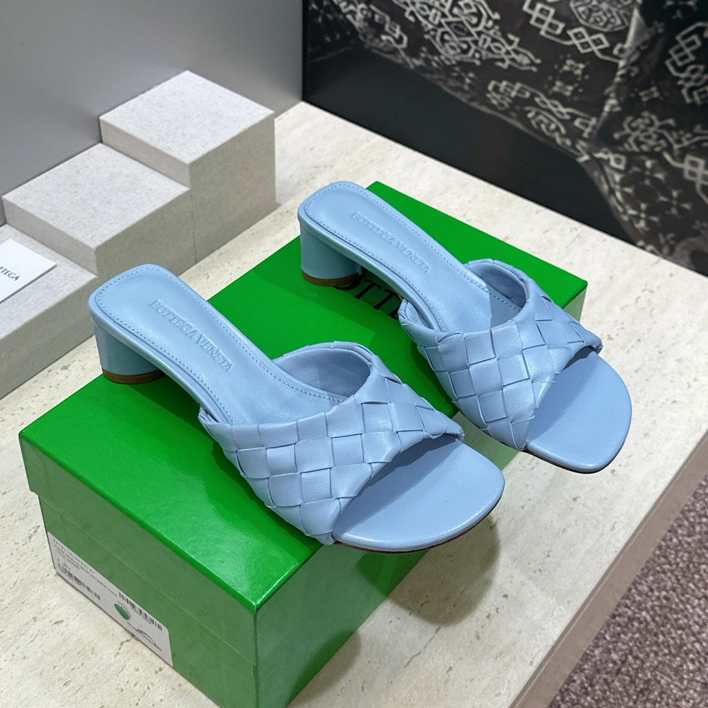 BV 26s Blink Intrecciato Mules 4.5cm Blue Leather 896580