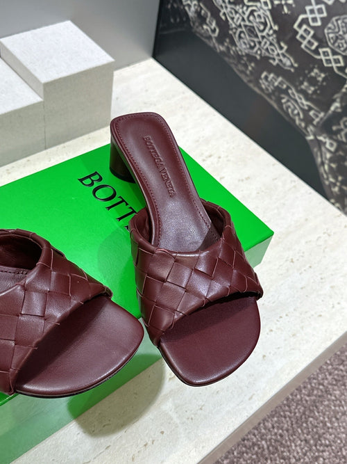 BV 26s Blink Intrecciato Mules 4.5cm Burgundy Leather 896577