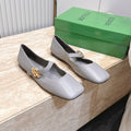 BV Charlotte Mary Jane Flat Light Grey Cowhide Leather 954586
