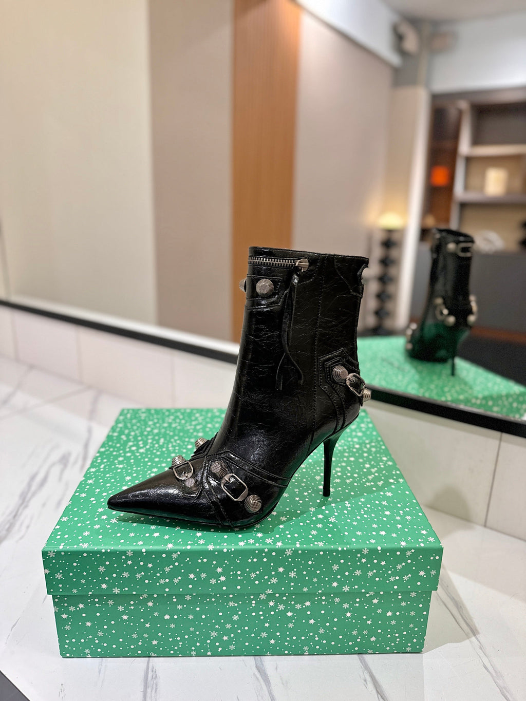 BLC Cagole Mid-Calf Boots 9.5cm Black Leather 985489