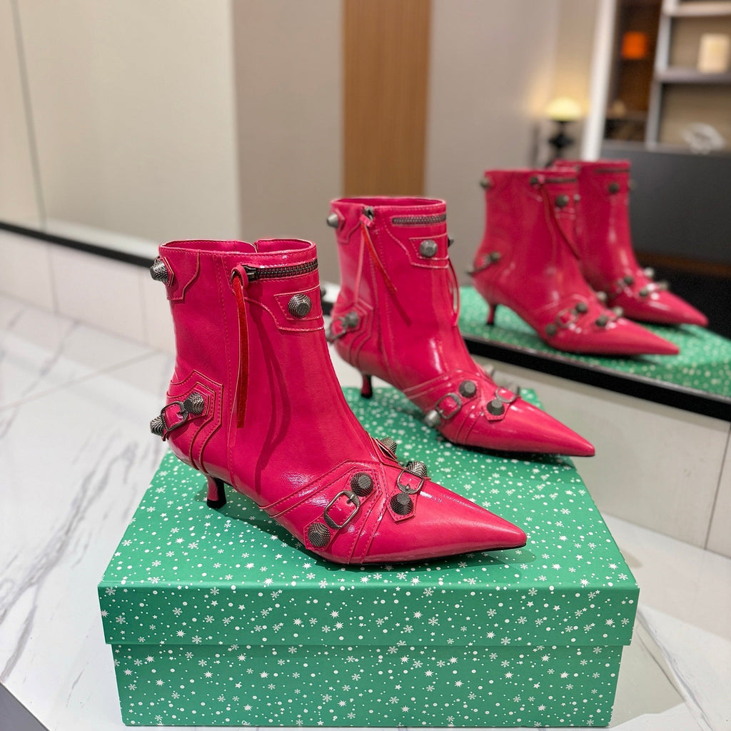 BLC Cagole Mid-Calf Boots 5cm Dark Pink Leather 985481