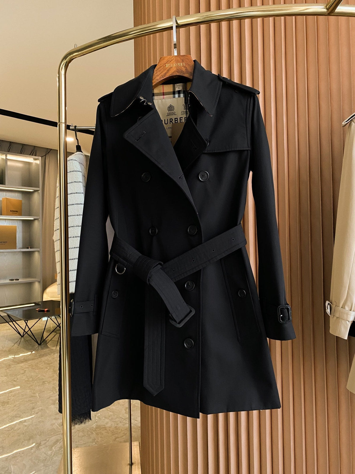 BRR Heritage Short Trench Coat Black Gabardine 427306