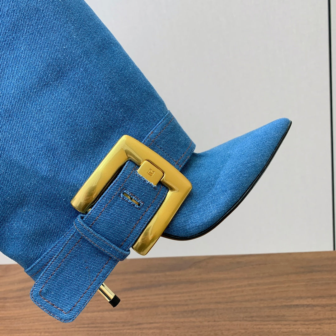 BM 26S Fold-Over Gaiter Boots 8.5cm Blue Denim 111365