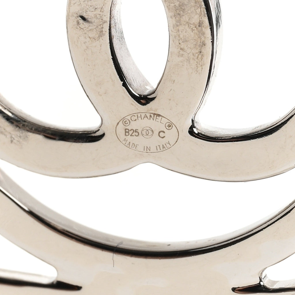 Metal Square CC Earrings Silver