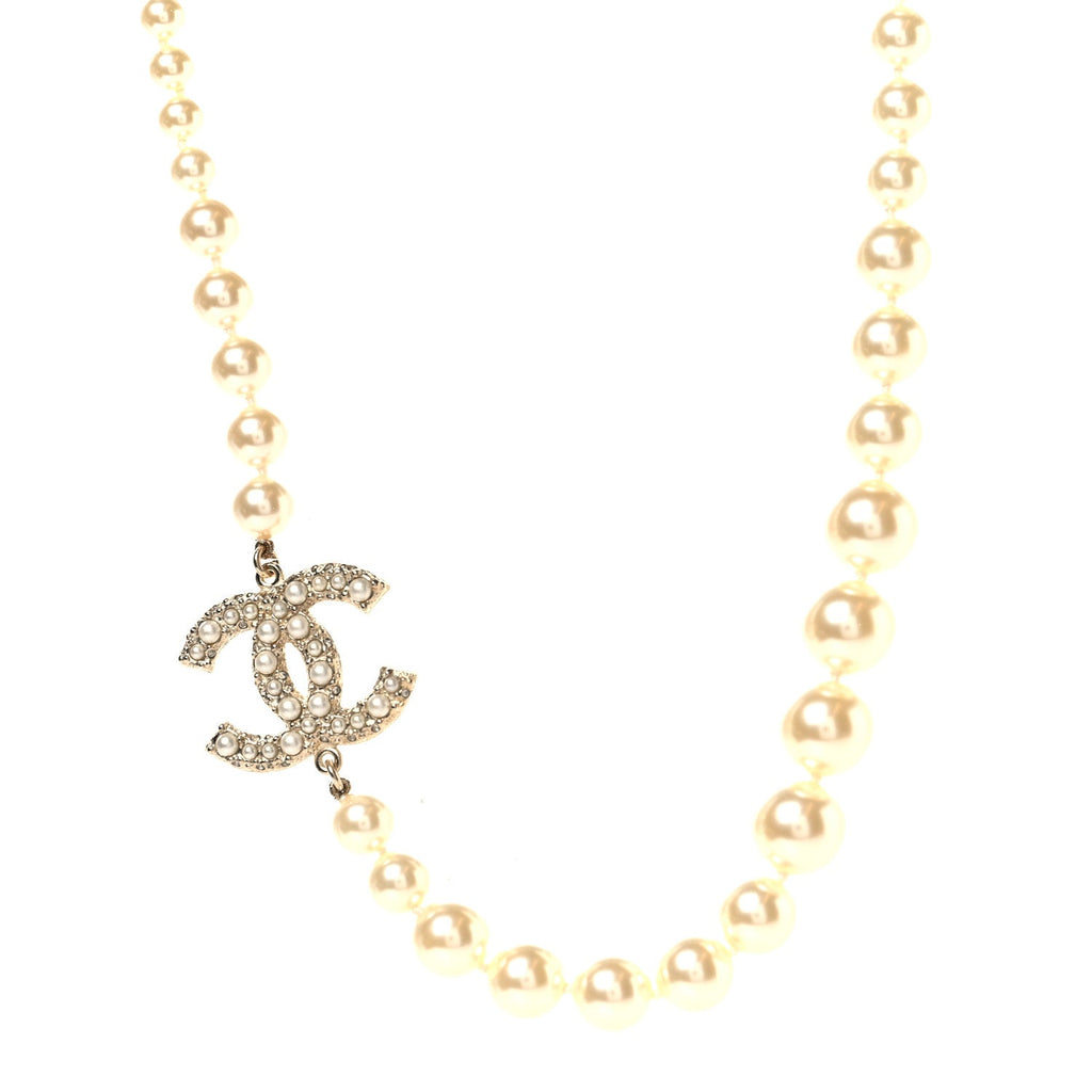Pearl CC 100th Anniversary Necklace Light Gold