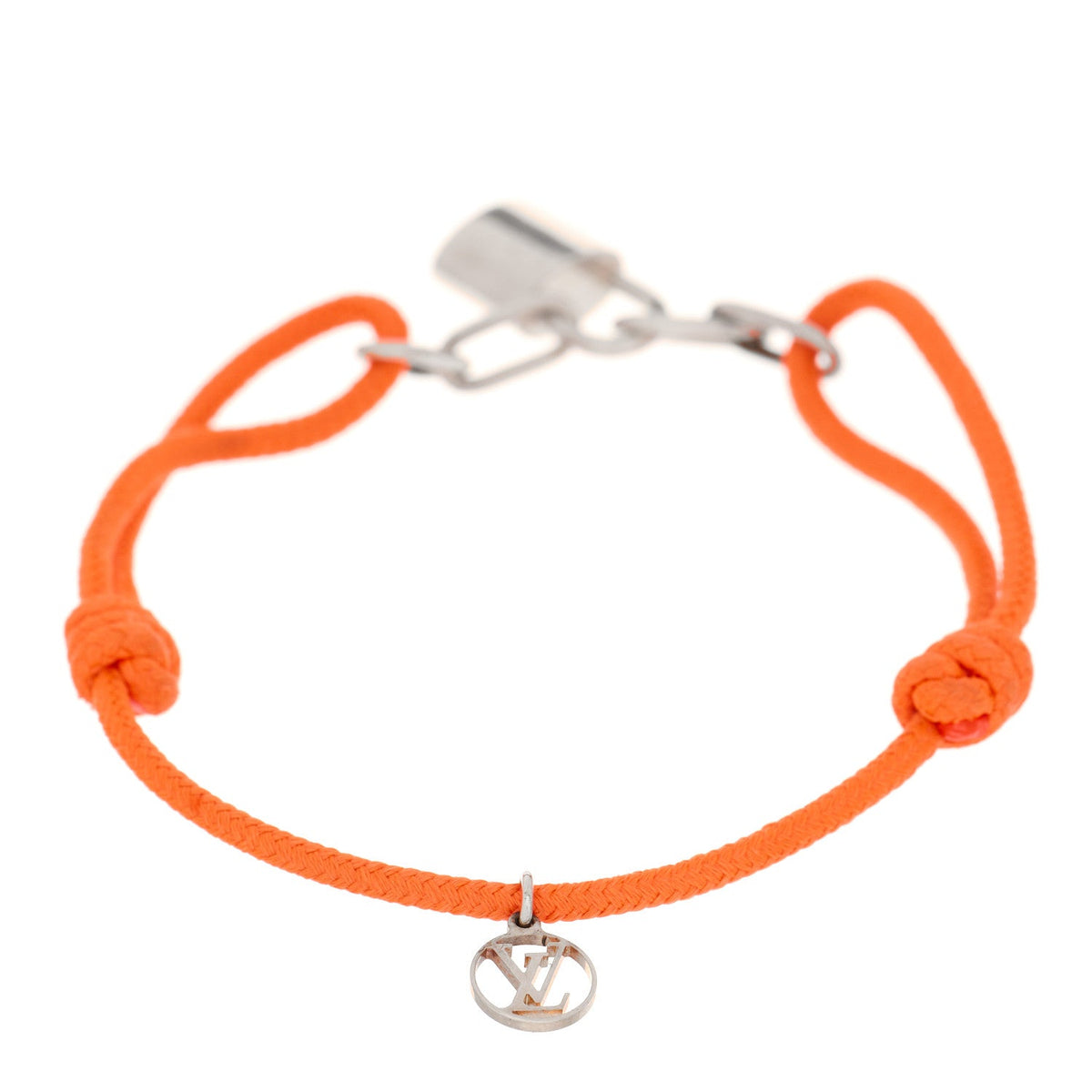 Sterling Silver Virgil Abloh Lockit Adjustable Cord Bracelet Orange